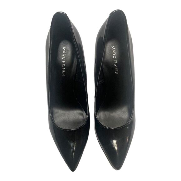 Marc Fisher‎ Womens Black Leather Pointed Toe Slip On Pump Heels Darren Size 6.5 - Picture 2 of 9
